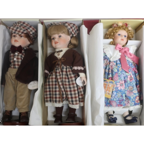 402 - Two Leonardo collection elite range bisque head dolls a pair of boy and girl dolls Trisha and Ashley... 