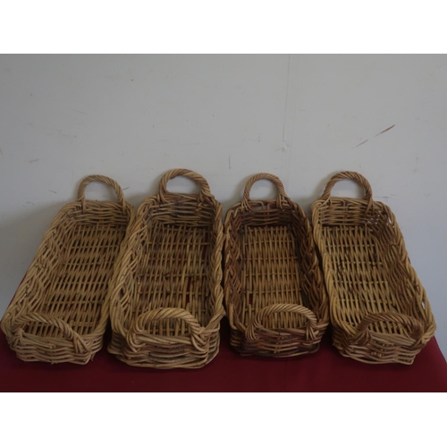 517 - Wicker basket with separate lift off lids, four wicker oblong carriers and other wicker ware
