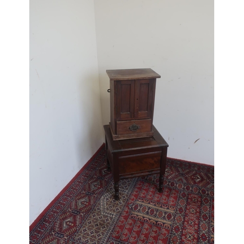 558 - Edwardian walnut smokers cabinet with two doors above single drawer W32cm D21cm H44cm and Edwardian ... 