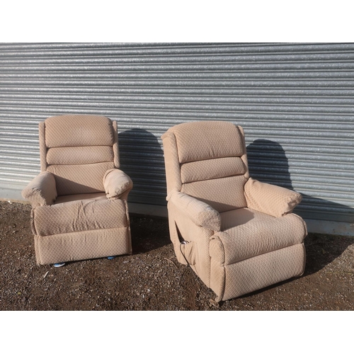 566 - Sherborne reclining arm chair upholstered in oatmeal and matching chair (2)