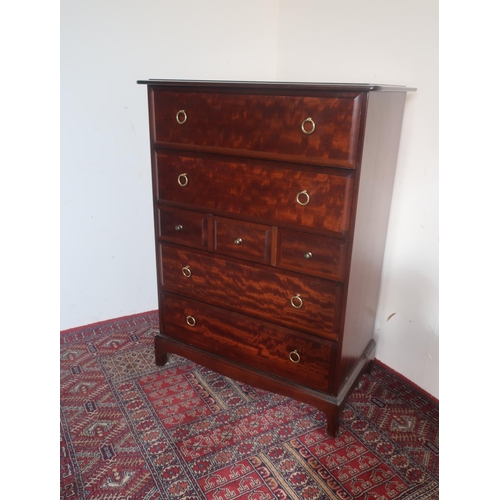 530 - Stag Minstrel chest of various drawers, brass handles and bracket feet W82cm D47cm H112cm