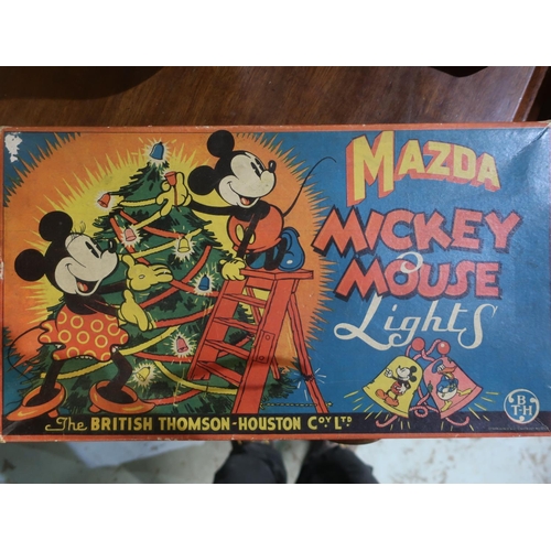 119 - Set of Mazda Mickey Mouse Christmas Lights by the British Thompson Co Ltd, appears complete in origi... 