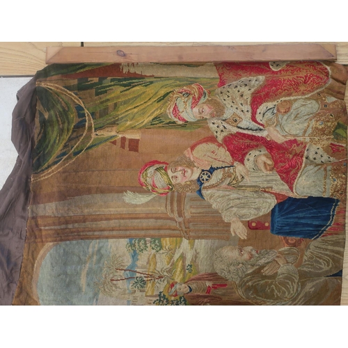 242 - 19C wool work tapestry panel depicting 