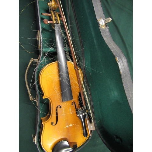 92 - Lark Shanghai violin with two piece back, cased with bow