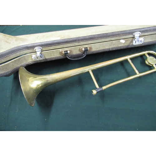 93 - Antoria Melodie brass trombone, cased with mouthpiece