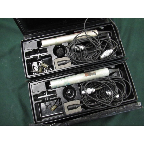 104 - Pair of Sony ECM55B Electret condenser microphones in semi hard cases with additional in-line attenu... 