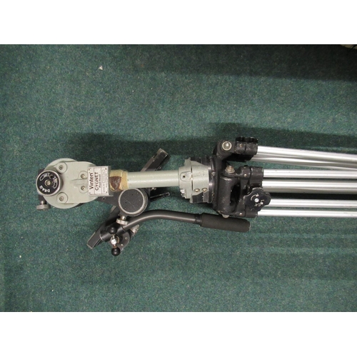 112 - Vintage TV camera tripod with a Vinton rolling spider and signet post head (including case)