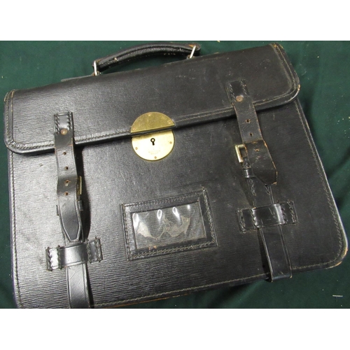117 - Military style attaché case with buckle fastening, stamped to the interior GHQ1 with lock by Mitchel... 