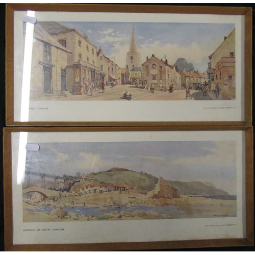 118 - Pair of framed carriage prints, Pickering Market Place and Sandsend near Whitby, from watercolours b... 
