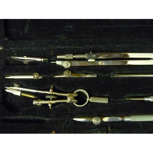 201 - Two cased sets of chromed drawing instruments