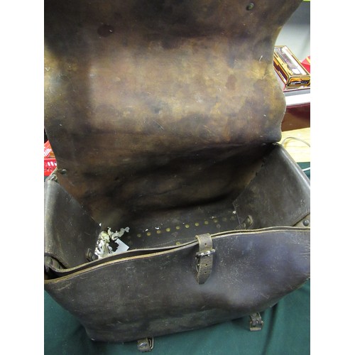 203 - Brown leather Railwayman's satchel, with buckles