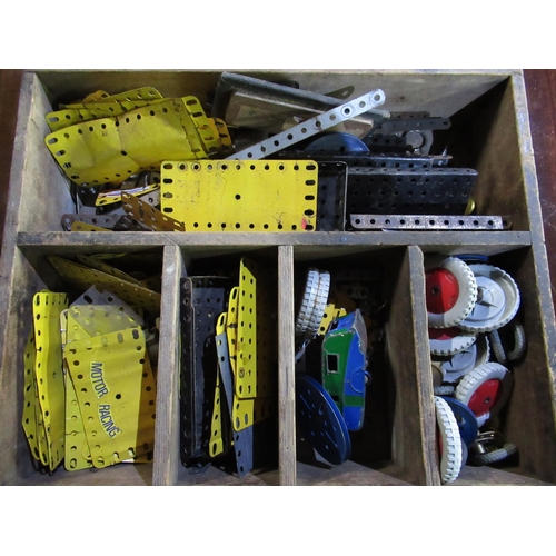 76 - Collection of Meccano, most post 1970s in wooden box