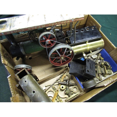 121 - Mamod live steam tractor (A/F) and a quantity of Mamod live steam spares, in one box