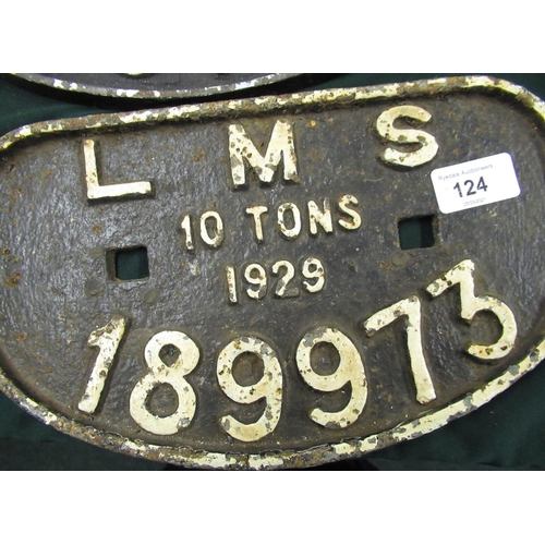 124 - LMS wagon plate dated 1929