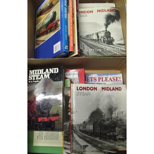 135 - London Midlands Steam In The East Midlands, History of LMS and other railway related books (two boxe... 