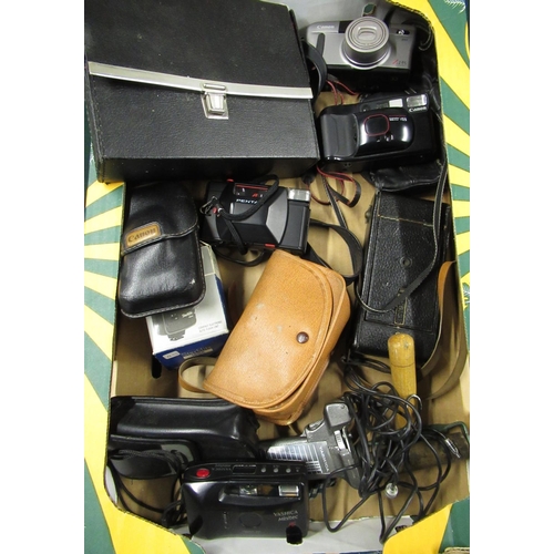 87 - Various cameras and camera equipment, including Canon Z135, Canon Sure Shot Supreme, Pentax PC35AF, ... 