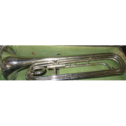 98 - Early silver plated Imperial Whaley, Royce & Co Toronto Canada Baritone Fanfair Trumpet No 1239, one... 