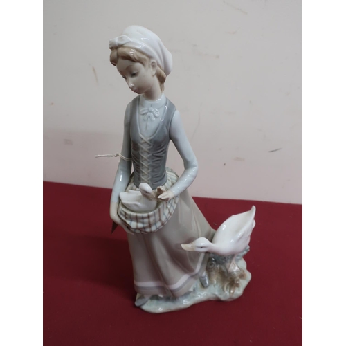 16 - Lladro porcelain figure of a girl with duck and duckling