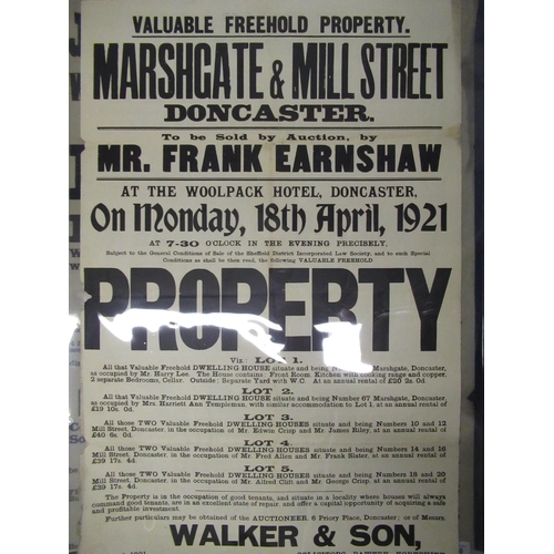 222 - 'Valuable Freehold Property Marsh Gate & Mill Street Doncaster' property sale poster for Mr Frank Ea... 