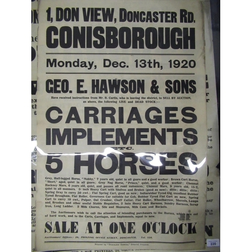 220 - '1, Don View, Doncaster Road, Conisbrough' auction poster for GEO. E. Hawson & Sons, 75cm x 51cm