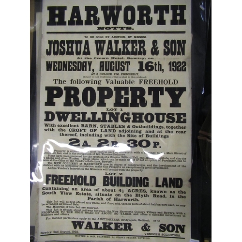 219 - 'Harworth Notts' property sale poster for Joshua Walker & Son, 101cm x 64cm