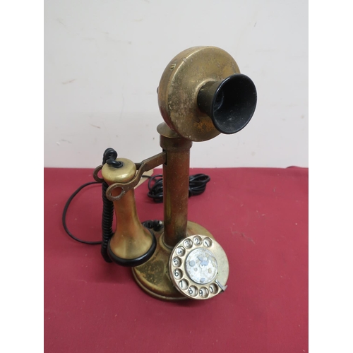 350 - Vintage style brass candlestick telephone