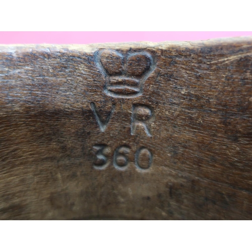 376 - Wooden cylindrical measure stamped Peck, crowned VR 360,