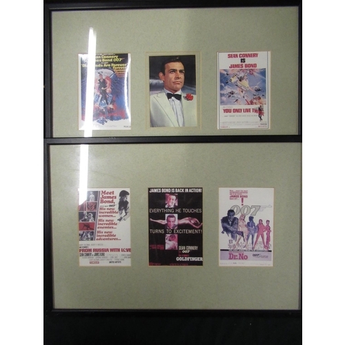 208 - Six framed and mounted postcard film posters for Sean Connery Bond Films, including From Russia With... 