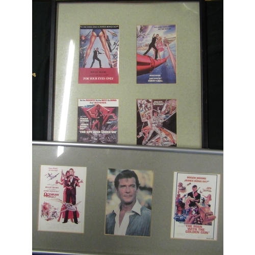 209 - Seven framed and mounted postcard film posters for Roger Moore Bond Films, including The Man With Go... 