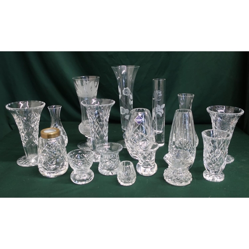 43 - Edinburgh and other Crystal cut and etched small glass vases (17)