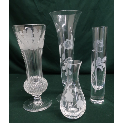 43 - Edinburgh and other Crystal cut and etched small glass vases (17)