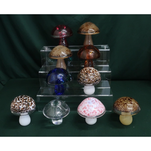 46 - Wedgwood glass mushrooms in various colours and designs, H10cm (10)
