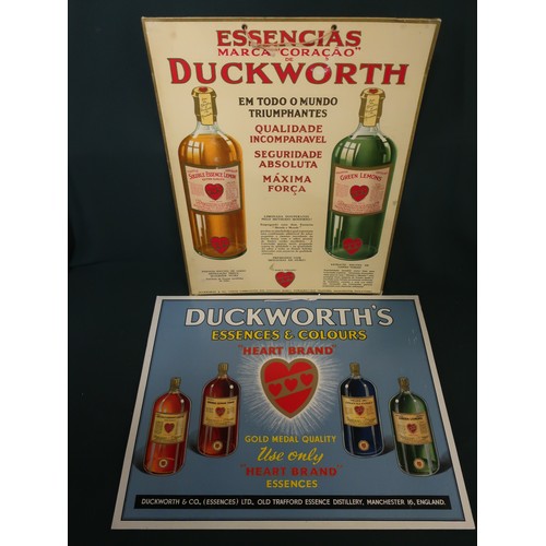 321 - 'Duckworth Essencias' green lemons and soluble essence lemon card advertising sign H43cm W33cm, and ... 