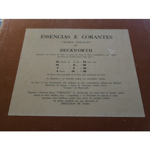 321 - 'Duckworth Essencias' green lemons and soluble essence lemon card advertising sign H43cm W33cm, and ... 