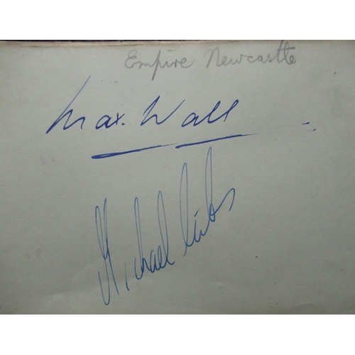 86 - Leather bound autograph book signed by Max Wall, Tom Young, Billy Rhodes, Lionel Smith, Frank Kenyon... 