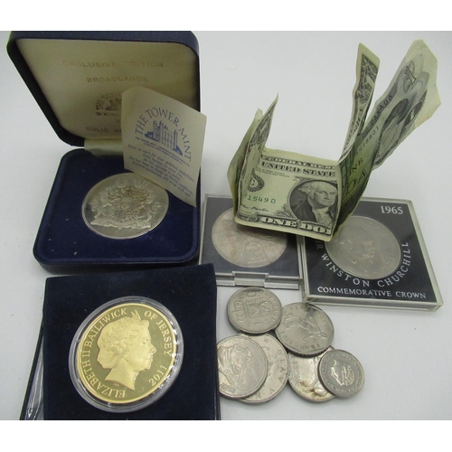87 - Westminster Diamond Jubilee 1952-2012 50 pence proof coin, Tower Mint Broadlands nickel silver medal... 