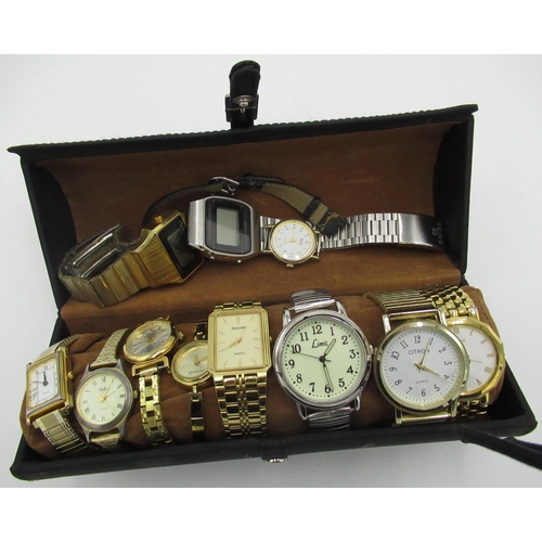 88 - Timex SSQ LCD quartz wrist watch, Seiko LCD Alarm chronograph quartz wrist watch and ten other quart... 