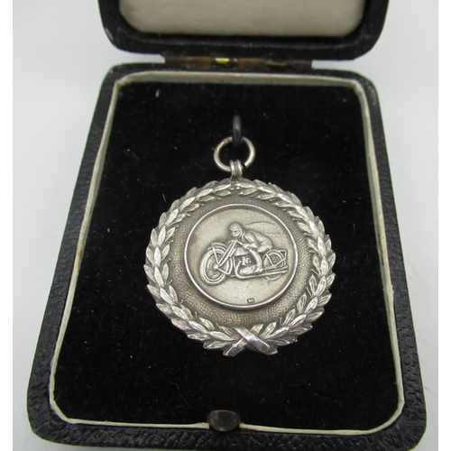 95 - Motor Cycling interest - Hallmarked silver circular prize fob, engraved 'Night Trial June 18th-19th ... 