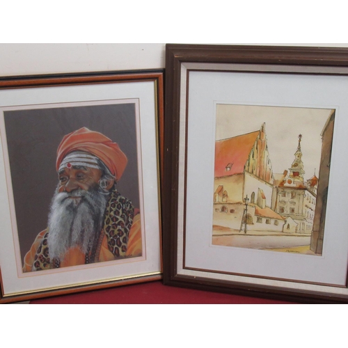 286 - Robert Parkin (Contemporary): Holy Man Kathmandu Nepal, pastel, signed, 40cm x 30cm, and Vladimir Na... 