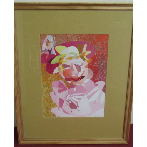 297 - Catherine Bell (Contemporary): 'Hello Auntie' watercolour, signed, titled on label verso, 28cm x 21c... 