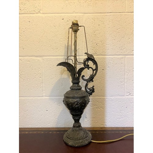 365 - Cast metal table lamp in the form of a Roman ewer H55cm