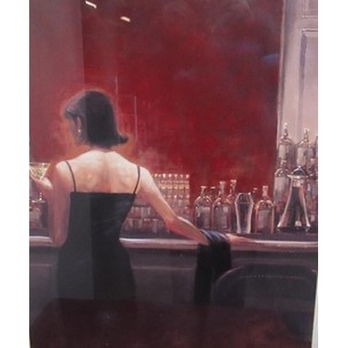 295 - Study of a lady in a Cocktail Bar, colour print, 70cm x 55cm