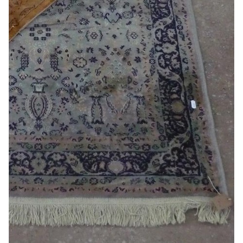 117 - Silk style acrylic rug blue rug with floral pattern border 90cm x150cm and a similar old gold ground... 