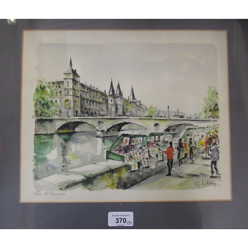 370 - G. Lueland Lelong (20th C): Parisian Street Scenes, colour prints, titled in pencil, 27cm x 32cm (9)