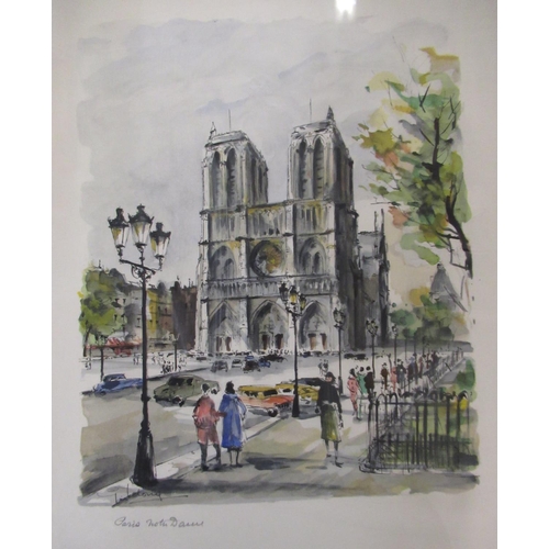 370 - G. Lueland Lelong (20th C): Parisian Street Scenes, colour prints, titled in pencil, 27cm x 32cm (9)