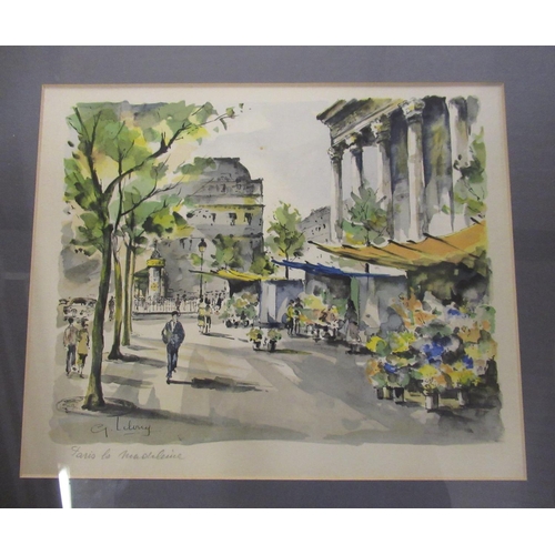 370 - G. Lueland Lelong (20th C): Parisian Street Scenes, colour prints, titled in pencil, 27cm x 32cm (9)