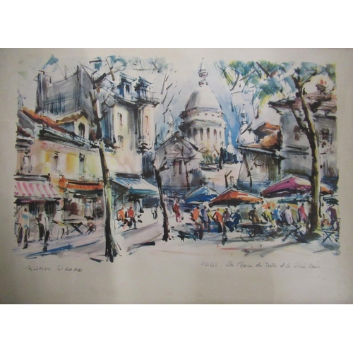 370 - G. Lueland Lelong (20th C): Parisian Street Scenes, colour prints, titled in pencil, 27cm x 32cm (9)