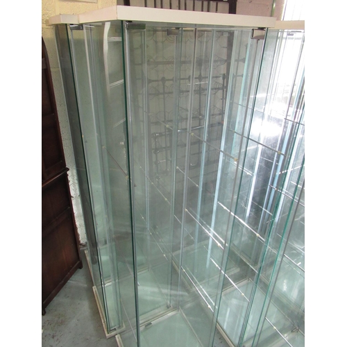 339 - Three modern glazed display cabinets, each with three shelves, W43cm D37cm H162