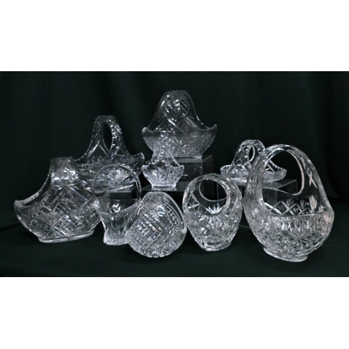 117 - Collection Waterford and other cut glass flower baskets of various sizes (9)