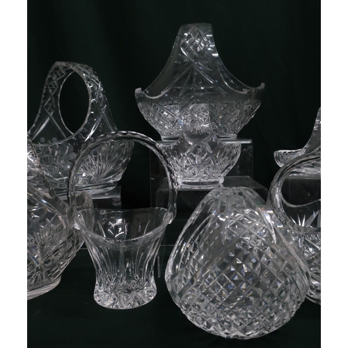 117 - Collection Waterford and other cut glass flower baskets of various sizes (9)